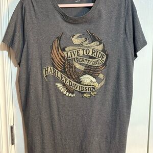 Women’s Harley-Davidson Gray Short Sleeve Tee with Eagle Motif